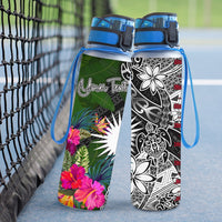 Marshall Islands Custom Personalised Hydro Tracking Bottle - Turtle Plumeria Banana Leaf - Polynesian Pride