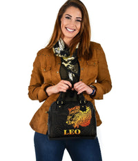 Sun In Leo Zodiac Shoulder Handbag Polynesian Tattoo Simple - Orange Black - Polynesian Pride