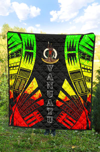 Vanuatu Premium Quilt - Vanuatu Coat Of Arms Polynesian Reggae Tattoo - Polynesian Pride