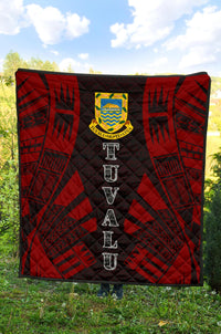 Tuvalu Premium Quilt - Tuvalu Coat Of Arms Polynesian Red Tattoo - Polynesian Pride