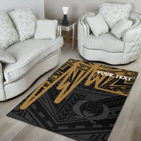 Pohnpei Personalised Area Rug - Pohnpei Seal In Heartbeat Patterns Style (Gold) - Polynesian Pride