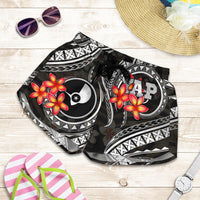 Yap Micronesian Women Shorts - Black Plumeria Women BLACK - Polynesian Pride