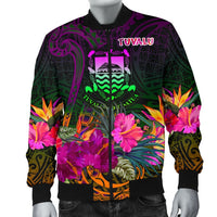 Tuvalu Men's Bomber Jacket - Summer Hibiscus - Polynesian Pride