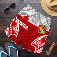 Tonga Polynesian Men's Shorts - Pattern With Seal Red Version - Polynesian Pride