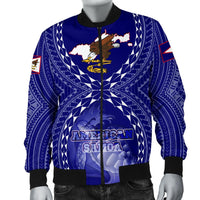 American Samoa Polynesian Men's Bomber Jacket - American Samoa Flag with Polynesian Tattoo - Polynesian Pride