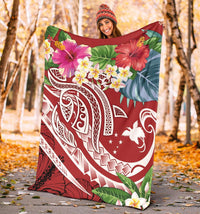 Papua New Guinea Polynesian Premium Blanket - Summer Plumeria (Red) - Polynesian Pride