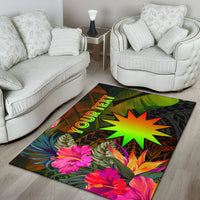 Nauru Polynesian Personalised Area Rug - Hibiscus and Banana Leaves - Polynesian Pride