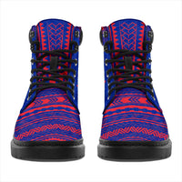 Wallis And Futuna Leather Boots - Polynesian Flag Chief Version - Polynesian Pride