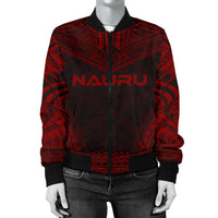 Nauru Polynesian Chief Women'S Bomber Jacket - Red Version - Polynesian Pride