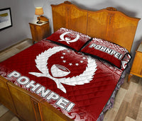 Pohnpei Quilt Bed Set - Pohnpei Flag Red Fog Style - Polynesian Pride