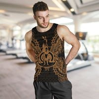 Vanuatu Polynesian Men Tank Top Map Gold - Polynesian Pride