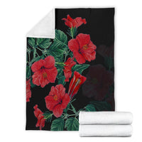 Hawaii Hibiscus Red Color Premium Blanket - Polynesian Pride