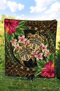 Hawaii Premium Quilt - Turtle Strong Pattern Hibiscus Plumeria Art AH - Polynesian Pride