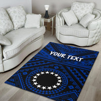 Cook Island Personalised Area Rug Seal With Polynesian Tattoo Style ( Blue) - Polynesian Pride