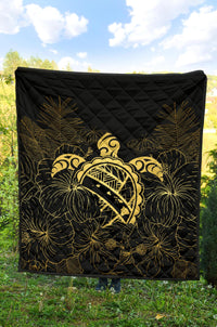 Hawaii Turtle Kanaka Golden Premium Quilt - Polynesian Pride