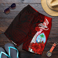 Guam Polynesian Men's Shorts - Coat Of Arm With Hibiscus - Polynesian Pride
