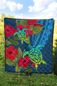 Hawaii Turtle Hibiscus Polynesian Premium Quilt - Bana Style - Polynesian Pride