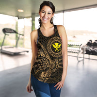 Hawaii Women's Racerback Tank Polynesian Kanaka Map Hawaiian Racerback - Gold - TT Style - Polynesian Pride
