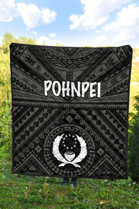 Pohnpei Premium Quilt - Pohnpei Seal With Polynesian Tattoo Style ( Black) - Polynesian Pride