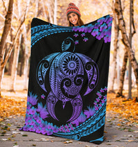 Hawaii Turtle Polynesian Hibiscus Premium Blanket - Boot Style - Polynesian Pride