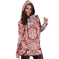 Polynesian Women's Hoodie Dress - Polynesian Red White - Polynesian Pride