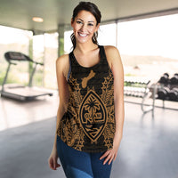 Guam Polynesian Women Tank Top Map Gold - Polynesian Pride