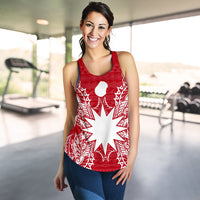 Nauru Polynesian Women Tank Top Map Red White - Polynesian Pride