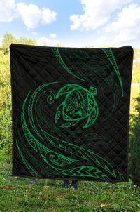 Hawaii Turtle Premium Quilt - Green - Frida Style - Polynesian Pride