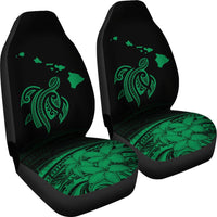 Hawaii Map Plumeria Polynesian Green Turtle Car Set Covers - Polynesian Pride