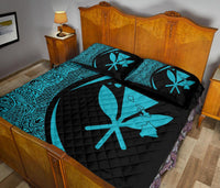 Hawaii Kanaka Polynesian Quilt Bed Set - Circle Style Blue - Polynesian Pride