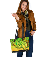 New Zealand Maori Mangopare Small Leather Tote Polynesian - Rasta - Polynesian Pride