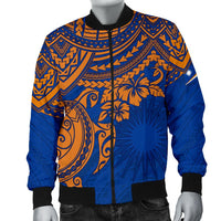 Marshall Islands Polynesian Bomber Jacket (Men) - Blue Turtle - Polynesian Pride
