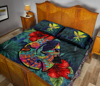 Kanaka Maoli (Hawaiian) Quilt Bed Set - Polynesian Fish Hook Hibiscus - Polynesian Pride