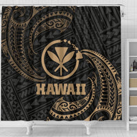 Hawaii Polynesian Shower Curtain - Gold Tribal Wave - Polynesian Pride