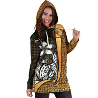 Chuuk Micronesian Women's Hoodie Dress Gold - Turtle With Hook - Polynesian Pride