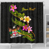 Fiji Polynesian Custom Personalised Shower Curtain - Plumeria Tribal - Polynesian Pride