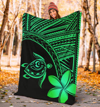 Hawaii Premium Blanket - Hawaii Turtle Plumeria Green - Polynesian Pride