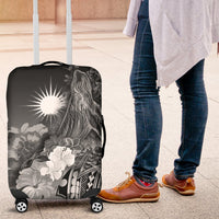 Marshall Islands Luggage Covers - Humpback Whale with Tropical Flowers (White) White - Polynesian Pride