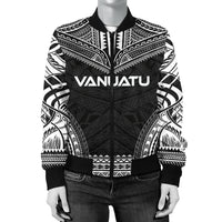 Vanuatu Polynesian Chief Women'S Bomber Jacket - Black Version - Polynesian Pride