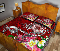 FSM Custom Personalised Quilt Bed Set - Turtle Plumeria (Red) - Polynesian Pride
