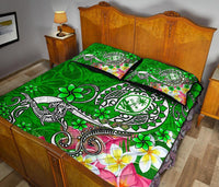 Guam Custom Personalised Quilt Bed Set - Turtle Plumeria (Green) - Polynesian Pride