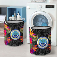 Federated States Of Micronesia Laundry Basket Hibiscus Polynesian Pattern - Polynesian Pride
