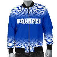 Pohnpei Men's Bomber Jacket - Fog Blue Style - Polynesian Pride