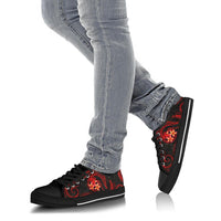 Tonga Polynesian Low Top Shoes - Red Plumeria - Polynesian Pride