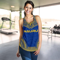 Nauru Women's Racerback Tank - Polynesian Chief Flag Version - Polynesian Pride