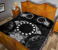 Cook Islands Polynesian Quilt Bed Set Hibiscus Gray - Polynesian Pride