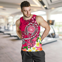 American Samoa Polynesian Men's Tank Top - Turtle Plumeria (Pink) - Polynesian Pride