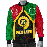 Vanuatu Polynesian Men's Bomber Jacket - Vanuatu Flag and Coat Of Arms - Polynesian Pride