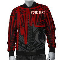 Pohnpei Personalised Men's Bomber Jacket - Pohnpei Seal In Heartbeat Patterns Style (Red) - Polynesian Pride