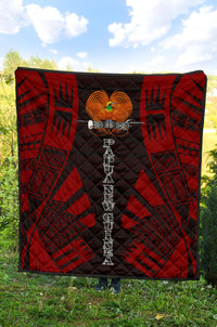 Papua New Guinea Premium Quilt - Papua New Guinea Coat Of Arsms Polynesian Red Tattoo - Polynesian Pride